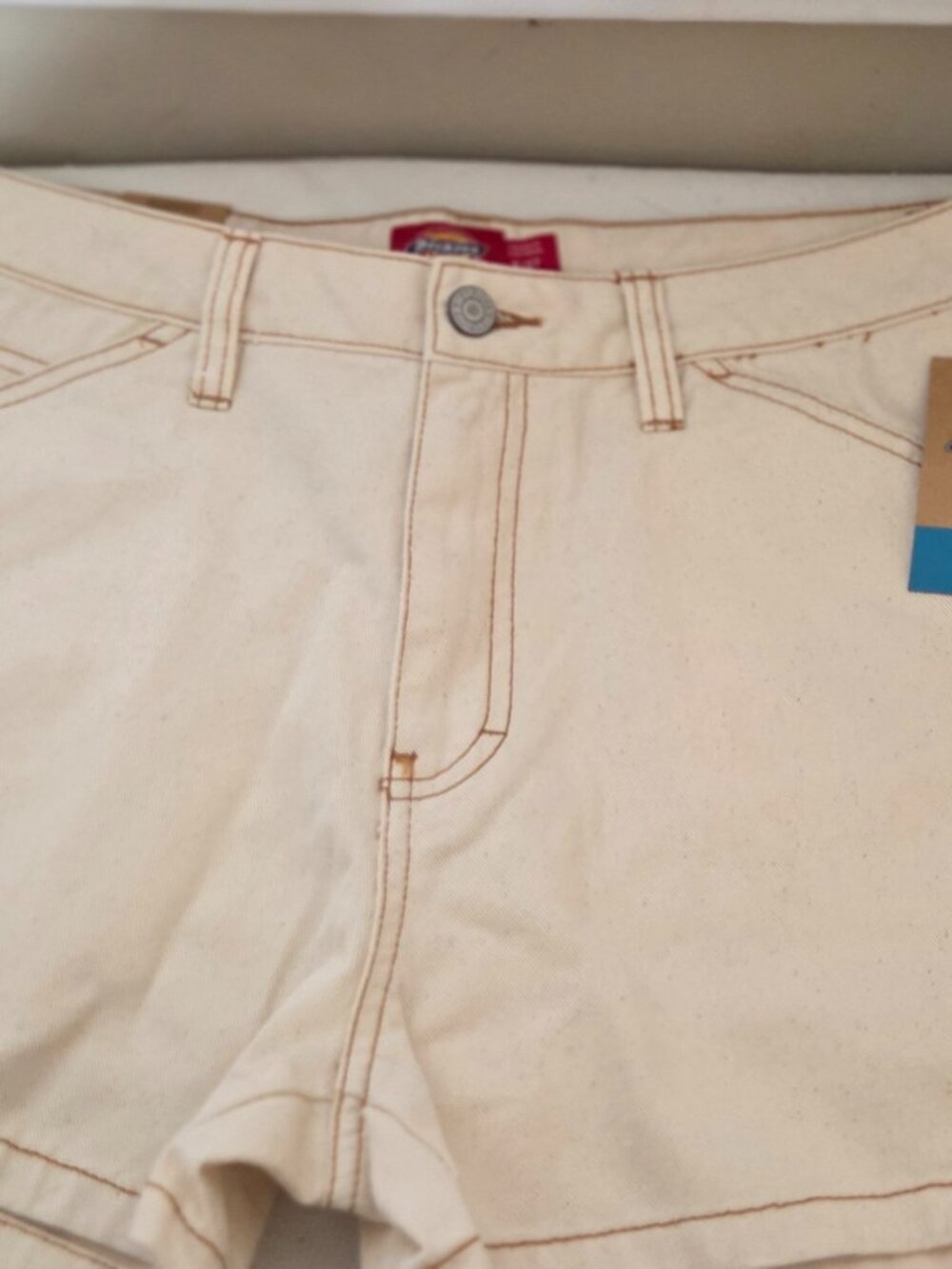 Dickies Denim Shorts Women's Juniors Size 5 White Carpenter Workwear Cotton